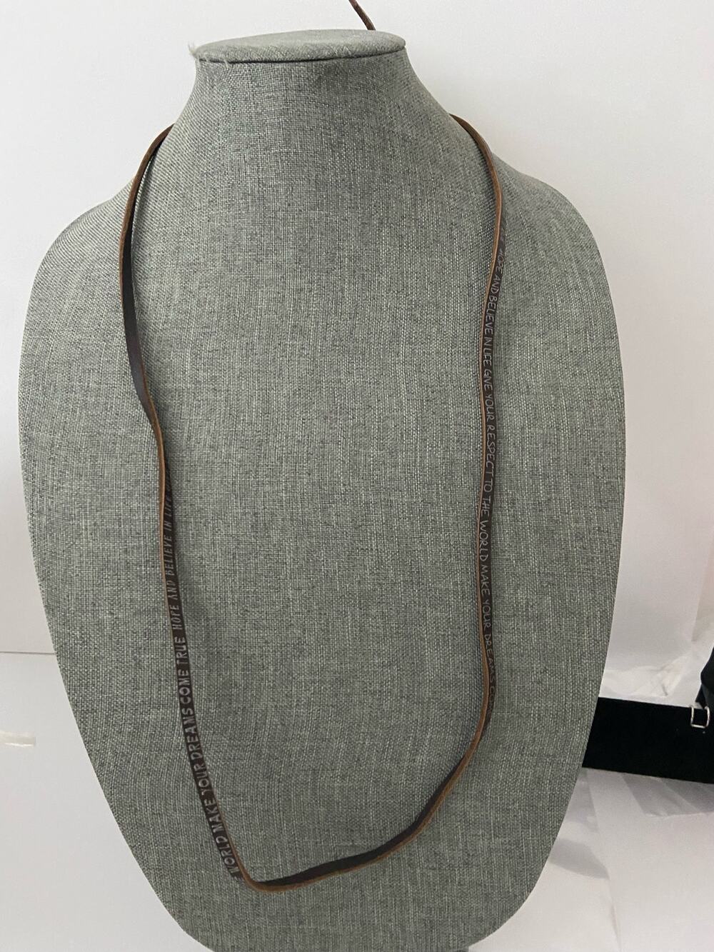 Brown Leather Positive Affirmation Necklace